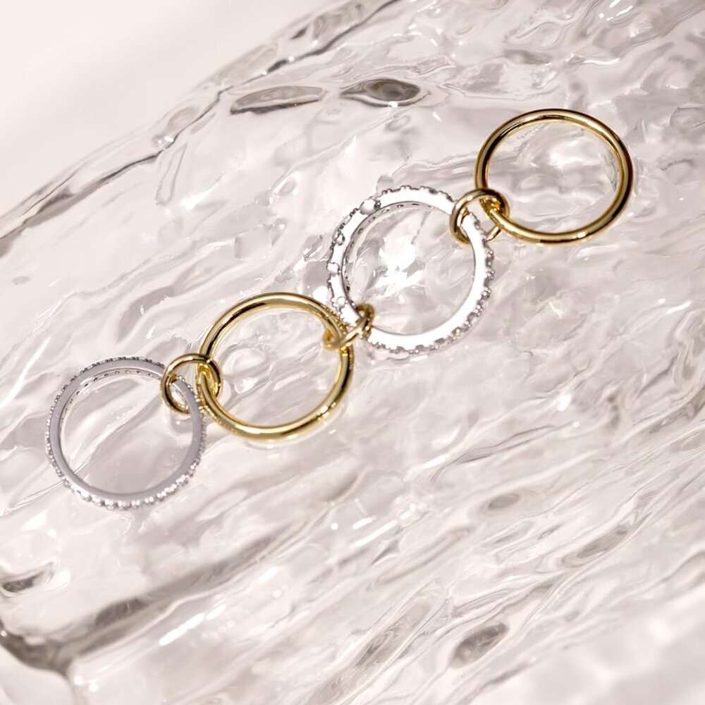 Stackable Rings for Women Non Tarnish 18K Gold Plated Interlocking Ring Stack Se - Picture 6 of 6